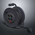 Gray Cable Reel With Coiled Cable Plug And Socket For Home Use