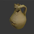 Ancient Cracked Clay Jug With Visible Fractures And Chipped Handle