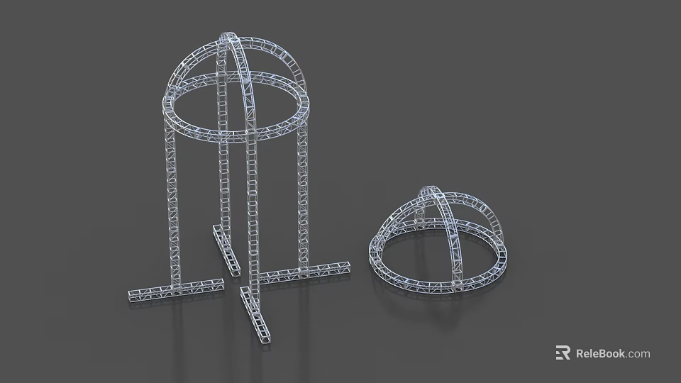 Two Piece Commercial Equipment Metal Frame Display Structures With Circular Design 3d model 
