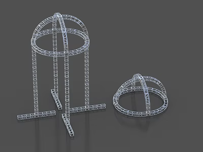 Two Piece Commercial Equipment Metal Frame Display Structures With Circular Design 3d model