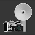 Vintage Old Style Cameras And Flash Unit As Classic Household Supplies