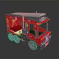 Red Gray Fire Truck Model With Cab Seats White Roof And Reflective Dark Background