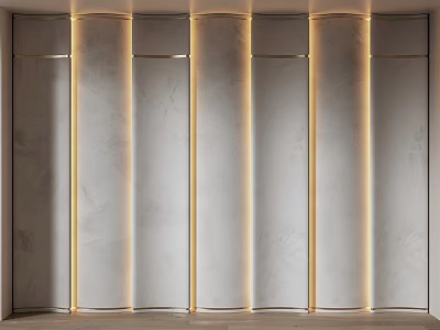 Modern Elegant Wall Design With Marble Texture And Recessed Lighting Accents 3d model