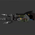 Futuristic Sci-Fi Character With Mechanical Arm Featuring Metal Joints And Colored Lights