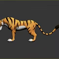 3D Rendered Cartoon Tiger With Yellow Black Stripes And White Paws On Gray Background