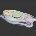 Cartoon Scene of Futuristic White Blue Spaceship With Streamlined Design and Circular Center