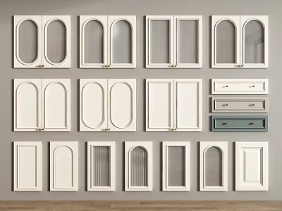 Various White Kitchen Cabinet Door Designs With Glass Panels And Drawer Styles 3d model