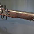 Vintage Flintlock Weapon With Wooden Stock And Metal Historical Components