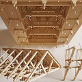 New Chinese-style Suspend Ceiling Wooden Beams Suspend Ceiling Ancient Architecture Structure Roof Herringway Slope Structure Roof Wooden Structure Suspend Ceiling 3d model
