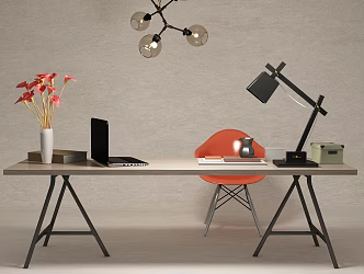 Table Office Ceiling Desk Lamp Computer Decoration Chair Lamp Folding Table Flower Furniture Indoor 3d model