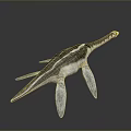 Realistic Marine Reptile Model With Long Beak Flipper Limbs And Gray White Green Stripes