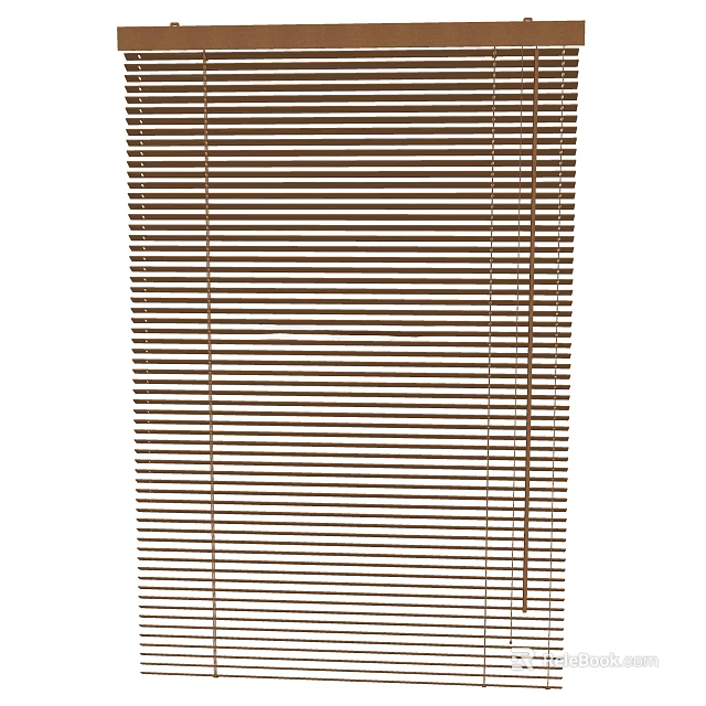 Wooden Venetian Blinds With Brown Horizontal Slats For Home Window Covering 3d model 