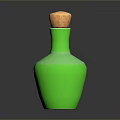 Fresh Food Ingredient Stored in Green Glass Bottle with Natural Cork Stopper
