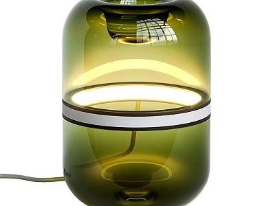 Sleek Green Glass Table Lamp For Modern Home Decor With White Band 3d model