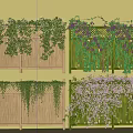 Lush Vines With Purple White Flowers And Green Leaves Decorating Bamboo Screens