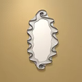 Silver Wavy Framed Mirror on Yellow Wall Reflecting Interior With Sofa And Copper Pendant Light