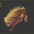 Realistic Saber Toothed Tiger 3D Model With Brown Striped Fur Long Mane And Sharp Fangs