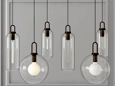 Modern Hanging Pendant Lighting Design With Clear Glass Shades And Metal Accents 3d model