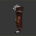 Game Movie Character With Wolf Head Pointed Ears Red Brown Coat White Vest And Claws
