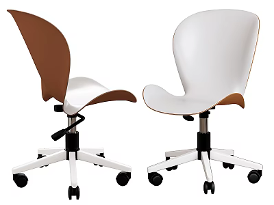 Modern Office Chairs with Brown and White Design Swivel Wheels and Stylish Look 3d model