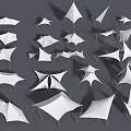 Modern Tensile Membrane Structures Featuring Various White Geometric Shapes And Architectural Design 3d model