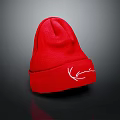 Red Knitted Beanie Hat With White Lettering Stylish Design For Fashion Accessory