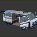 Silver Modified Van With Open Doors Interior Space And Gold Wheels