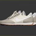 Beige And White Sneakers With White Laces And Orange Sole Casual Style