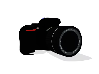 Black Digital Camera With Professional Lens Sleek Design And Compact Body Structure 3d model