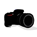 Black Digital Camera With Professional Lens Sleek Design And Compact Body Structure 3d model