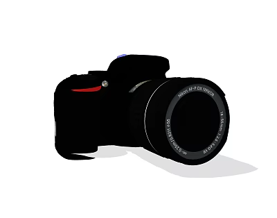 Black Digital Camera With Professional Lens Sleek Design And Compact Body Structure 3d model