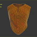 Orange Quilted Vest With Diamond Pattern And Red Floral Embroidery