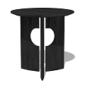 Black Round Side Table with Circular Cutout Legs Modern Minimalist Living Room Decor