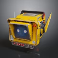 Yellow Projection Monitoring Device With Blue Lens Handle And Red Indicator Lights