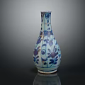Blue and White Porcelain Vase With Traditional Floral Patterns And Glazed Surface