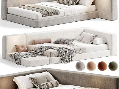 Modern Kids Bed With Upholstered Design Soft Cushions And Multiple Color Options 3d model