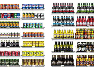 Neatly Arranged Wine Bottles On Shelves With Various Brands And Colors 3d model