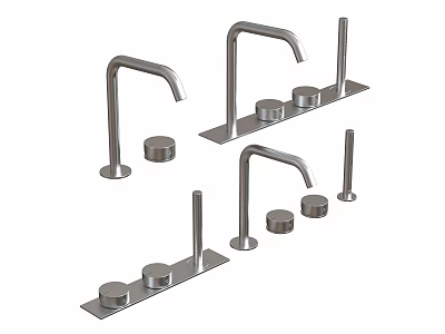 Modern Stainless Steel Faucet Designs Featuring Single And Double Handles 3d model