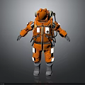 Protective Orange Spacesuit With Helmet Gear Reflective Strips And Boots