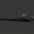 Detailed Sci-Fi Spaceship Model With Red Hull And Engine Structures