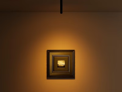 Recessed Spotlight Highlighting Framed Painting With Warm Yellow Light In Dim Wall Setting 3d model