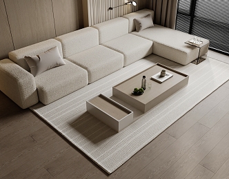 Minimal Sofa Coffee Table Combination Minimal Coffee Table Carpet Side Table 3d model