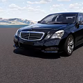 Elegant Black Mercedes Benz Sedan With Chrome Front Grille And Headlights