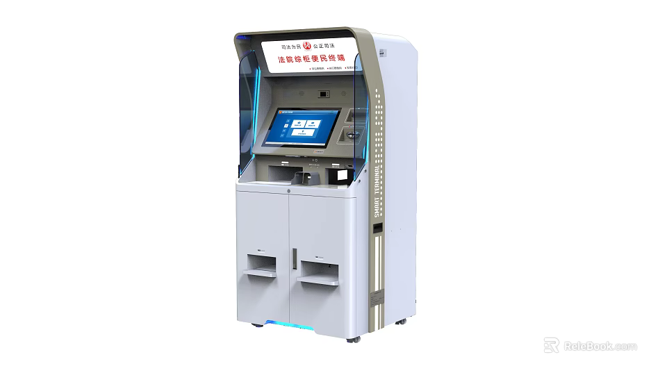 Modern Public Facility Self Service Terminal Featuring Interactive Screen And User Friendly Interface 3d model