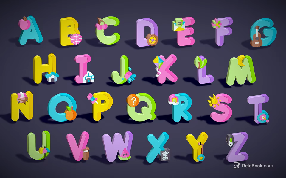 Colorful Alphabet Themed Play Equipment for Kids Fun Learning and Educational Activities 3d model 