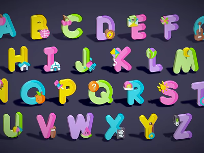 Colorful Alphabet Themed Play Equipment for Kids Fun Learning and Educational Activities 3d model