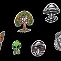 Electronic Devices Decorative Stickers Featuring Butterfly Tree Alien UFO Lion Designs