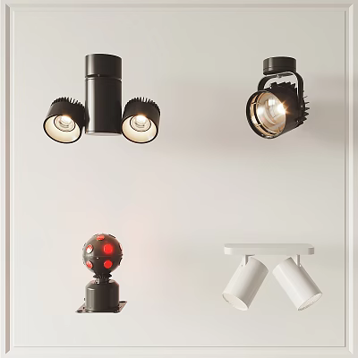 Contemporary Black White Downlights Spotlights With Adjustable Heads For Interior Lighting 3d model