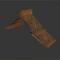 Ancient Architecture Roof Structure With Carved Tile Design And Bronze Texture