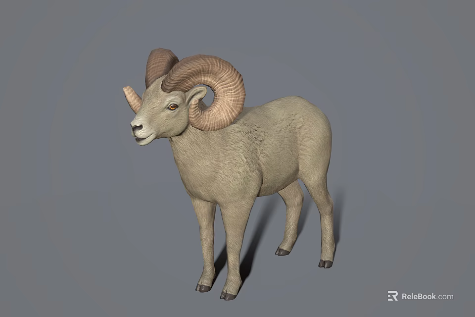 Horned Reptile With Curved Horns And Gray Scales In Studio Setting 3d model 